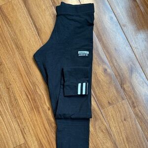 Adidas Black Leggings with Reflective Stripes